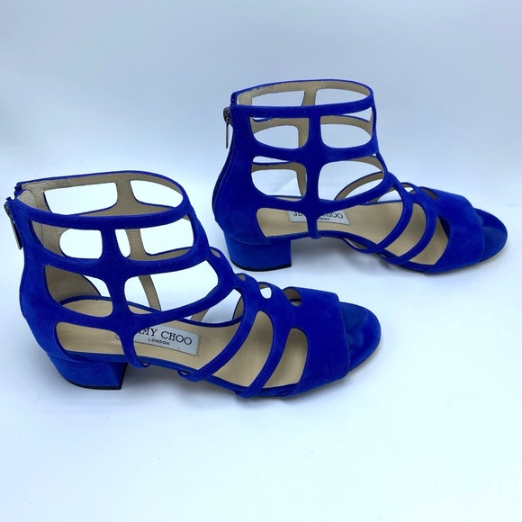 Jimmy Choo size 8 /38 Ren Cobalt Blue Suede Gladiator Sandal EUC - Picture 6 of 11
